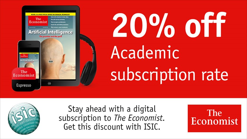 20% rabatt på The Economist, digitalt abonnement.